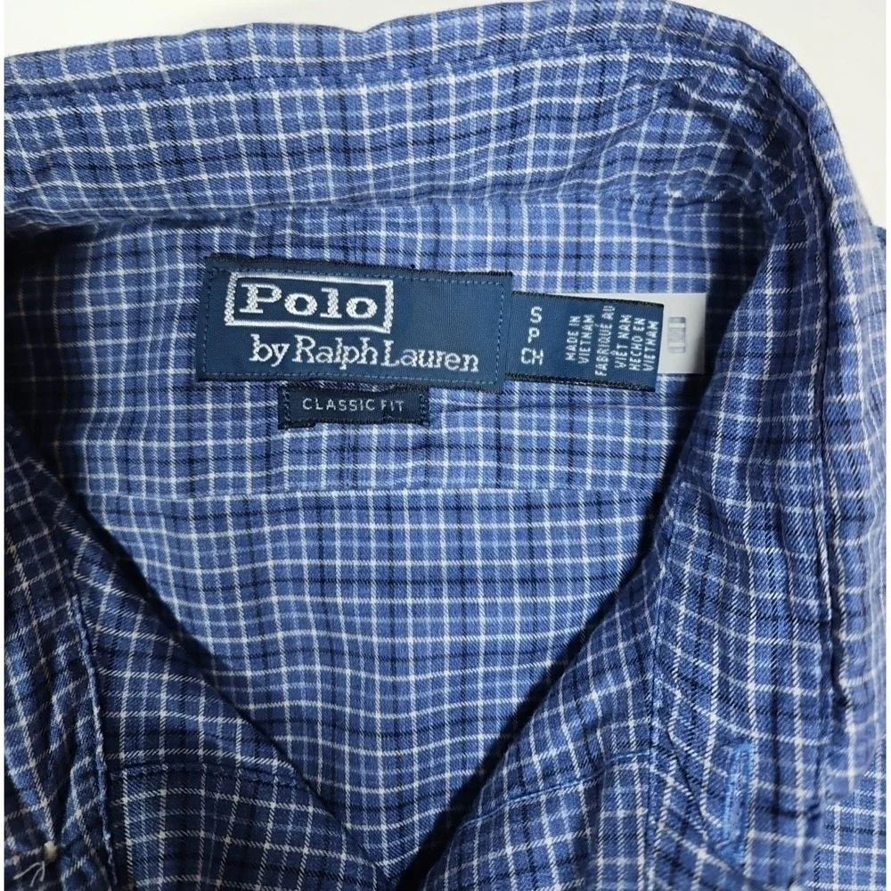Polo Ralph Lauren Mens Blue‎ Plaid Classic Fit Button Up Shirt Size Small NWT